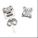 2.5 Carat Total Princess Studs Cubic Zirconia CZ Earrings