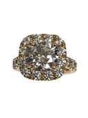 Cushion Cut CZ 4 Carat Engagement ring with Euro shank 14K Yellow Gold