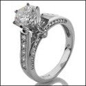 Engagement Cathedral 1 Ct Round Center Pave Cubic Zirconia Cz Ring