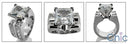 Engagement 3 Ct Princess 4 Prong Cubic Zirconia Cz Ring