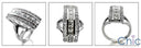 Right Hand Ring Princess Round Elongated Cubic Zirconia 14k White Gold