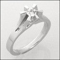 Flower Style .30 Carat Round Center Cubic Zirconia Promise Ring 14K White Gold