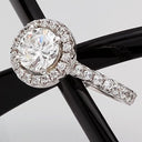 Engagement 1.5 Round Halo Pave Cubic Zirconia 14K White Gold Ring