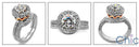 Matching Set 1 Ct Round Pave Halo Rose Gold Cubic Zirconia Cz Ring