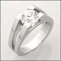 1 Carat Brilliant Solitaire Cubic Zirconia 14K White Gold Ring