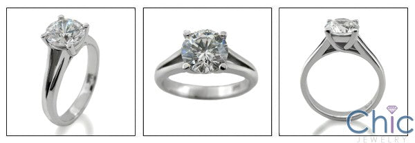 Solitaire Round 1.5 Ct 4 Prong Split Shank Cubic Zirconia Cz Ring