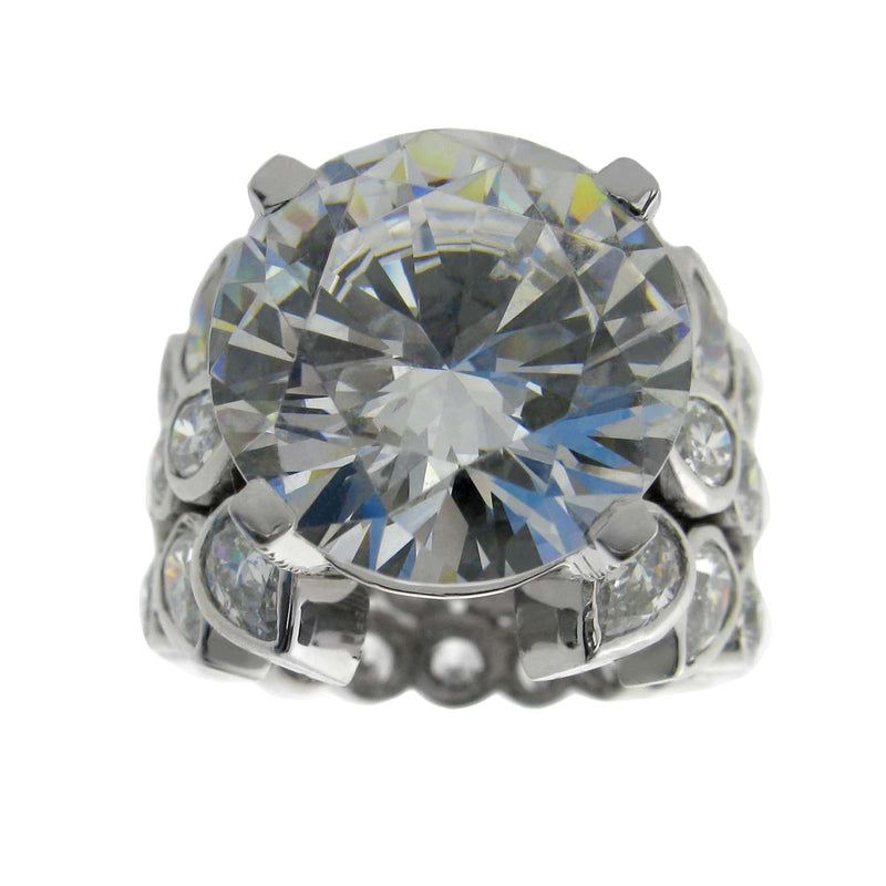 Round Brilliant CZ And Pear Shape Engagement Ring