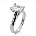 1.25 Emerald Cut Cubic Zirconia Solitaire Ring 14k White Gold