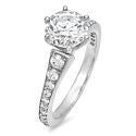 Engagement 1.5 Round Tiffany Style Pave Cubic Zirconia Ring 14K White Gold