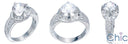 Estate Round 2 Ct Antique Style Engraved Shank Cubic Zirconia 14K White Gold Ring
