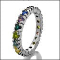 Eternity Multi Color Round Stone Cubic Zirconia Cz Ring