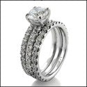 Matching Set Pave Double Ct 1 Ct Round Center Cubic Zirconia Cz Ring