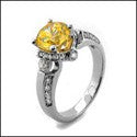Engagement Canary Round 2 Ct Center 4 Prong Cubic Zirconia Cz Ring