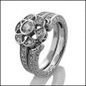Matching Set .40 Bezel Round Flower Top fitted Cubic Zirconia Cz Ring