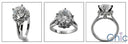 Engagement 2 Ct Brilliant Round in 4 Prong Halo Cubic Zirconia 14K White Gold Ring