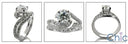 Matching Set 1 Ct Round Center Curved Engagement Ring Fitted Band Cubic Zirconia 14K White Gold