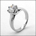 Solitaire Diamond Quality Cubic Zirconia Round 1 Carat 14K White Gold Ring