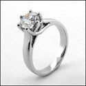 Solitaire Diamond Quality Cubic Zirconia Round 1 Carat 14K White Gold Ring
