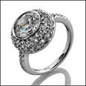 Anniversary 2.25 Brilliant Round Bezeled Center Pave Cubic Zirconia Cz Ring