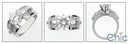 Engagement 2 Ct Round CZ Channel Princess Baguettes Cubic Zirconia 14K Gold Ring
