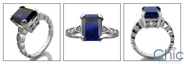 Anniversary Sapphire 4 Ct Emerald Cubic Zirconia Cz Ring