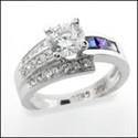 .75 Round Center Channel and Pave Cubic Zirconia 14K White Gold Ring