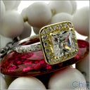 Estate 1. Ct Princess Two Tone Halo Cubic Zirconia Cz Ring