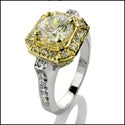 Engagement 1 Ct Round Two Tone Ring Pave Cubic Zirconia Cz Ring