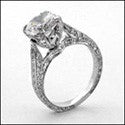 Engagement 2 Ct Round Pave Set Prongs Ct Shank Cubic Zirconia Cz Ring