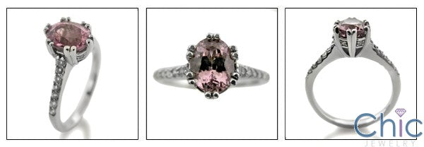 Engagement Pink Oval 1.5 Ct Cubic Zirconia Cz Ring