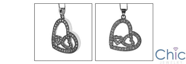 Cubic Zirconia Cz Two Hearts as One Pendant