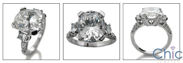Cubic Zirconia Oval 5 Carat Center Pave set Prongs and Sides Estate Style Cz 14k White Gold Ring