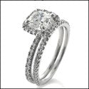 Cushion 1 Ct Cubic Zirconia Engagement Ring with Matching Band 14K White Gold