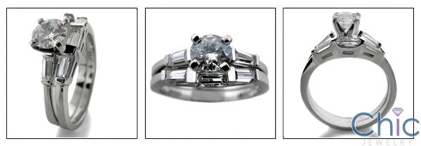 Matching Set .5 Round Center Curved Channel Cubic Zirconia Cz Ring