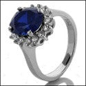 Estate 3 Ct Oval Sapphire Royal Halo Cubic Zirconia Cz Ring