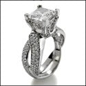 Engagement 2 Ct Princess Center Pave Prongs Ct Shank Cubic Zirconia Cz Ring
