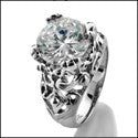 Solitaire 3 Ct Round Filigree Cubic Zirconia Cz Ring