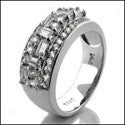 Cubic Zirconia Baguette Round Combination 2 Carat Total Anniversary Band 14K Solid White Gold