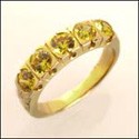 Wedding 1 Canary 5 Stone Half Bezel Setting Cubic Zirconia CZ Band 