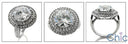 4.5 Carat Round Cubic Zirconia  Bezel Double Halo Pave 14K White Gold Ring