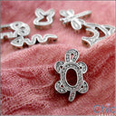 Cubic Zirconia Cz Turtle Charm in Pave Set Round Pendant