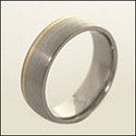Mens Titanium Yellow Gold Wedding Band