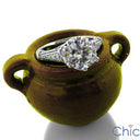 Engagement 2 Ct Round Center Engraved Shank With Pave Cubic Zirconia 14K White Gold Ring