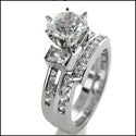 Matching Set 1.5 Ct Round Center Channel Fitted Cubic Zirconia Cz Ring