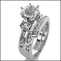 Matching Set 1.5 Ct Round Center Channel Fitted Cubic Zirconia Cz Ring