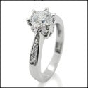 Engagement 0.75 Round Crown Prongs Pave Cubic Zirconia Cz 14K White Gold Ring