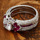 Matching Set Engraved Cubic Zirconia Cz Ring