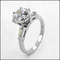 Engagement Round 2 Ct Ct Tapered Baguettes Cubic Zirconia Cz Ring