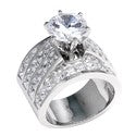 Engagement 15mm Wide Ring 2.75 Round Cubic Zirconia Center Channel Princess Sides 14K White Gold