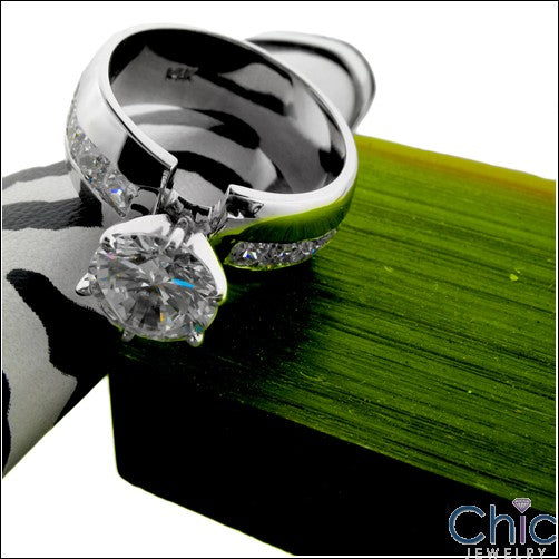 Engagement 1.5 Round 6 prong Dome Channel Shank Cubic Zirconia Cz Ring